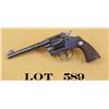 Image 2 : Colt Officer’s Model DA revolver, .38 cal.,  6” round barrel, blue finish, checkered  medallion wood