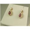Image 3 : Very high quality 14 karat yellow gold ladies  earrings set with very fine matching pear  shape red 