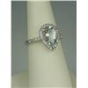 Image 2 : Stylish 14 karat white gold ladies ring set  with a center pear shape Aquamarine weighing  approx. 3