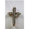 Image 1 : Brilliant 10 karat white gold ladies custom  made cross channel set with 20 round diamonds  weighing