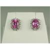 Image 1 : Elegant 10 karat white gold ladies earrings  set with two matching pink topaz weighing  approx. 2.50