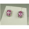 Image 2 : Elegant 10 karat white gold ladies earrings  set with two matching pink topaz weighing  approx. 2.50