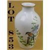 Image 1 : Painted porcelain vase entitled “The Birds of  Summer” by A.J. Rudisil showing a bluebird  and flowe