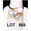 Image 1 : One ladies pearl ring set with 4 pearls in  14kt yellow gold (approx 5gms) Est.  $350-$700.