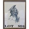 Image 1 : Decorative framed print of Indian Chief by M.  Yellis, approx. 22” X 18” in overall good  condition;