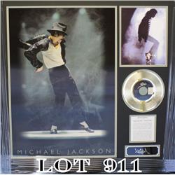 Framed salute to Pop Star Michael Jackson  approx. 33” x 33” and including a three  dimensional pict