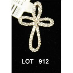 14kt white gold cross with .21ct in diamonds.  Est: $400 - $600