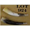 Image 1 : Lot of two calling horns by Elless, each  approx. 10” overall with one white and brown,  the other w
