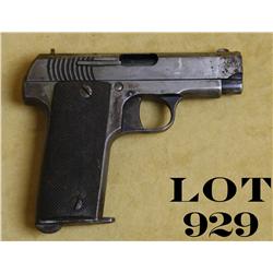 Ruby semi-auto pistol, 7.65mm cal., 3-1/4”  barrel, checkered wood grips, #85718. This  gun is in ov