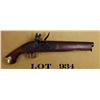 Image 1 : Reproduction flintlock pistol, .69 cal., 9”  barrel, blue and case hardened finish, wood  stock, bra