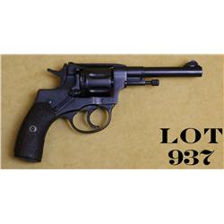 Russian Nagant revolver, 7.62mm cal., 4-1/2”  barrel, re-blued finish, checkered wood  grips, #36965