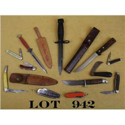 Lot of 11 collectible knives including  a US  military bayonet circa Korea/Vietnam wars; a  West-Cut