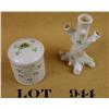Image 1 : Lot of two pieces of Belleek porcelain, one  is a bud vase approx. 6” in height and the  other a sma