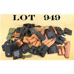 Bonanza lot of leather and web gear including  approx. 11 Bianchi tan leather double mag  holders, m