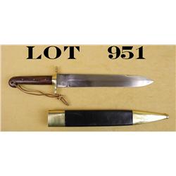 Reproduction of a large military knife and  sheath approx. 19” overall with an approx.  13” blade in