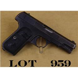 Colt Model 1903 pocket semi-auto pistol, .32  cal., 4” barrel, blue finish, checkered  Rampant Colt 