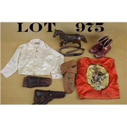 Western collector’s lot including a Silver  City, NM silk vest, a child’s silk shirt,  pair of child