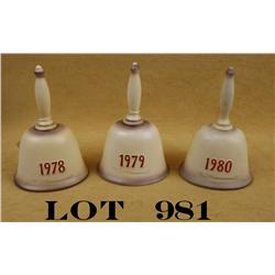 Lot of three Hummel porcelain bells in their  original factory cardboard boxes including  the 1980 A