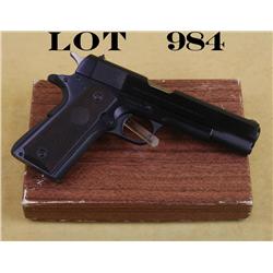 Colt Government Model semi-auto pistol, .45  cal., 5” barrel, black finish, checkered  black hard ru