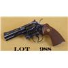 Image 2 : Colt Python DA revolver, .357 magnum cal., 4”  barrel, blue finish, checkered wood  medallion combat