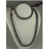 Image 1 : Very elegant ladies round black pearl  ensemble set consisting of necklace and  bracelet averaging 8