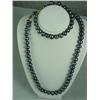 Image 2 : Very elegant ladies round black pearl  ensemble set consisting of necklace and  bracelet averaging 8