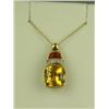 Image 1 : Stylish 10 karat yellow gold ladies custom  made pendant fine set with citrines and pave  set diamon