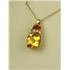 Image 2 : Stylish 10 karat yellow gold ladies custom  made pendant fine set with citrines and pave  set diamon