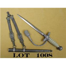 Original German Luftwaffe dagger, sheath,  hangers and portapie approx. 17” overall with  an approx.