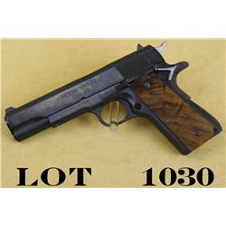 Springfield Armory Model 1911-A1 semi-auto  pistol, .45 cal., 5” barrel, mat black  finish, checkere