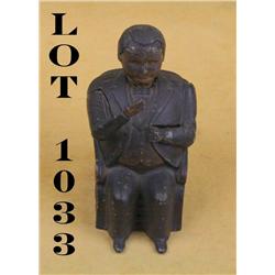 Original antique metal Tammany Bank approx.  6” high, 4” wide and 4” deep, patent date  1873. This o