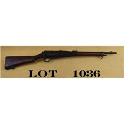 Sporterized BSA bolt-action rifle, .303 cal.,  19” barrel, military blue finish, checkered  wood sto