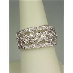 Exquisite 14 karat white gold ladies custom  made vintage style ring pave set with approx.  1.00 car