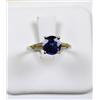 Image 1 : Sensational ladies Platinum ring set with a  center round Ceylon type color sapphire 2.26  carats an
