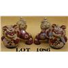 Image 1 : Pair of painted porcelain foo dogs, each  approx. 4” high and approx. 6” overall in  good condition 