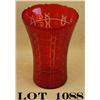 Image 1 : Beautiful large antique cranberry cut vase,  approx. 14” high and approx. 10” in diameter  with a lo