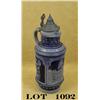 Image 1 : Large stoneware German-style stein approx.  14” in height and with a metal lid in overall  very good