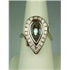 Image 2 : Stunning 14 karat white gold ladies custom  made ring bezel set with a fine center pear  shape Aquam