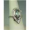 Image 3 : Stunning 14 karat white gold ladies custom  made ring bezel set with a fine center pear  shape Aquam