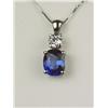 Image 1 : Very high quality 14 karat white gold ladies  custom made pendant set with a fine cobalt  blue Sapph