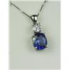 Image 2 : Very high quality 14 karat white gold ladies  custom made pendant set with a fine cobalt  blue Sapph