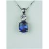 Image 3 : Very high quality 14 karat white gold ladies  custom made pendant set with a fine cobalt  blue Sapph