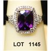 Image 1 : Ladies 14kt white gold ring set with 1.74ct  checkerboard cut amethyst and .18ct in  diamonds. Est: 