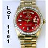 Image 1 : Custom Rolex President Man's 18kt wristwatch  with diamond dial, diamond bezel, candy apple  red dia