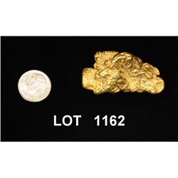 Authentic and natural gold nugget, 85.96  grams (3.032 oz). Est: $3,800- $7,600