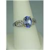 Image 2 : Gorgeous 14 karat white gold ladies ring fine  set with a center Ceylon type color sapphire  weighin
