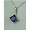 Image 2 : Very elegant 14 karat white ladies custom  made pendant set with a center square cut  created Alexan