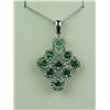 Image 1 : Superb 10 karat white gold ladies custom made  pendant fine set with nine round created  emeralds we