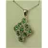 Image 2 : Superb 10 karat white gold ladies custom made  pendant fine set with nine round created  emeralds we