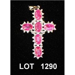 14kt white gold pendant set with oval rubies  weighing 2ct. Est: $850 - $1,250